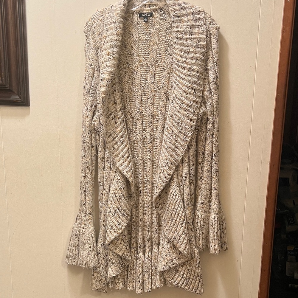 Apt. 9 Beige Knit Open Front Sweater XL